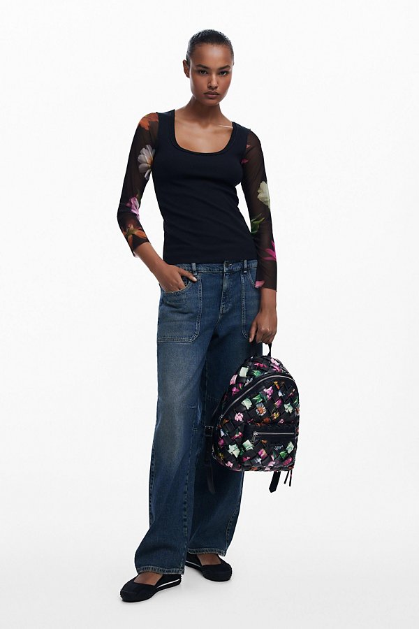 Women's Small braided floral backpack